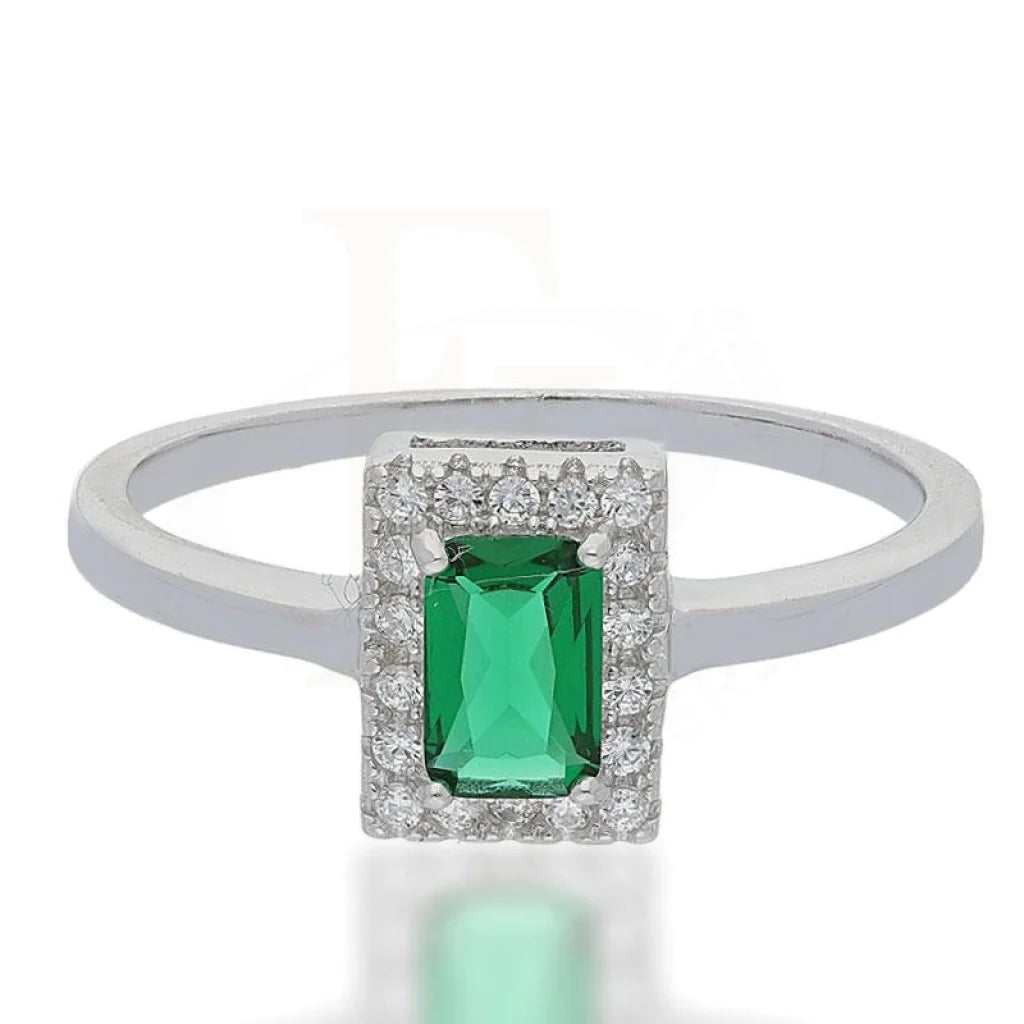 Sterling Silver 925 Green Solitaire Ring - FKJRNSL2485