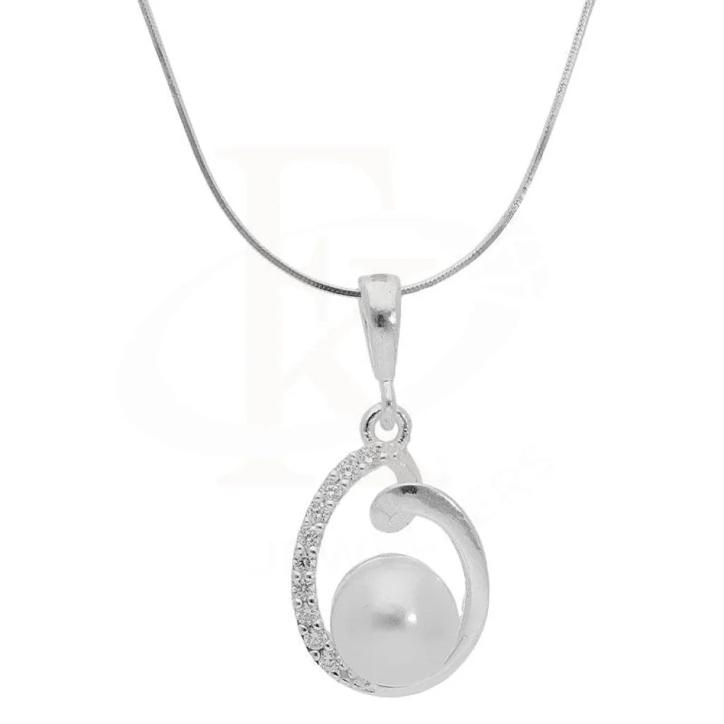 Sterling Silver 925 Necklace (Chain With Pearl Pendant) - FKJNKLSL3055