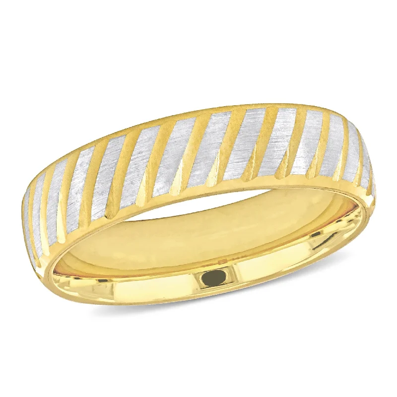 Miadora 5mm Brushed Finish Wedding Band in Two-Tone 14k Yellow and White Gold