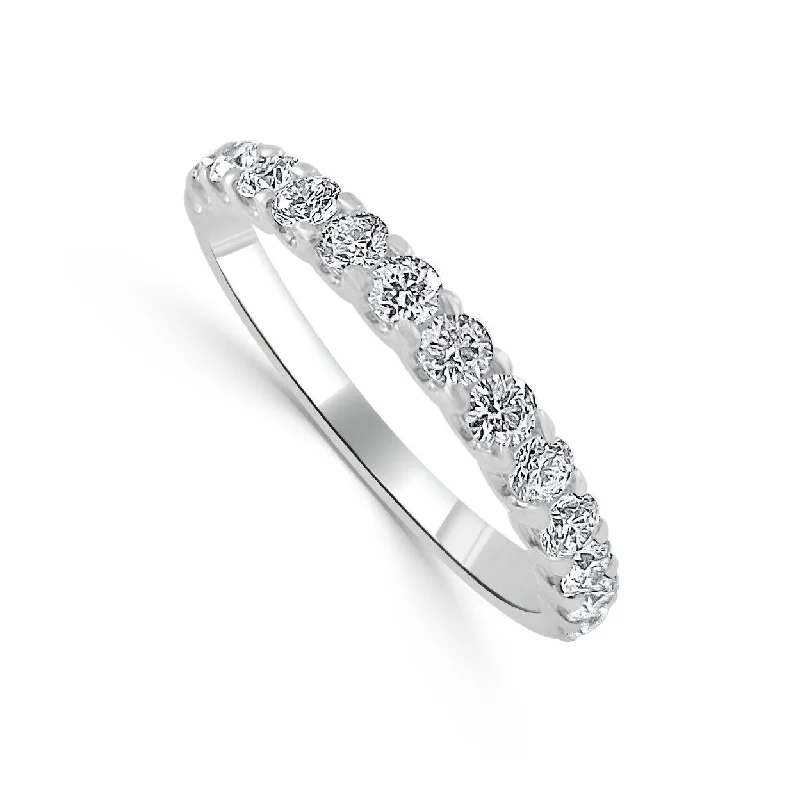 Joelle Diamond Wedding Band 14k White Gold 1/2 ct TDW Half-way Around Gifts for Her