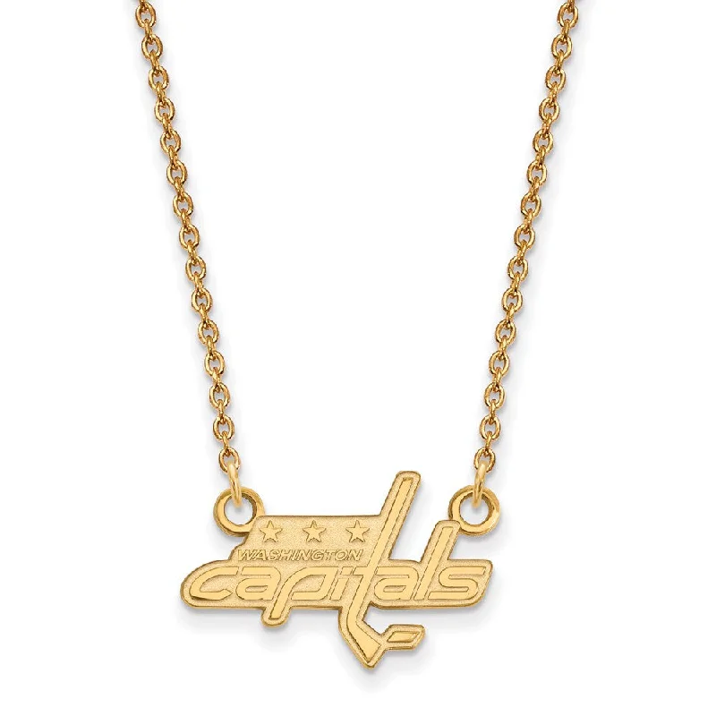 SS 14k Yellow Gold Plated NHL Washington Capitals SM Necklace, 18 Inch