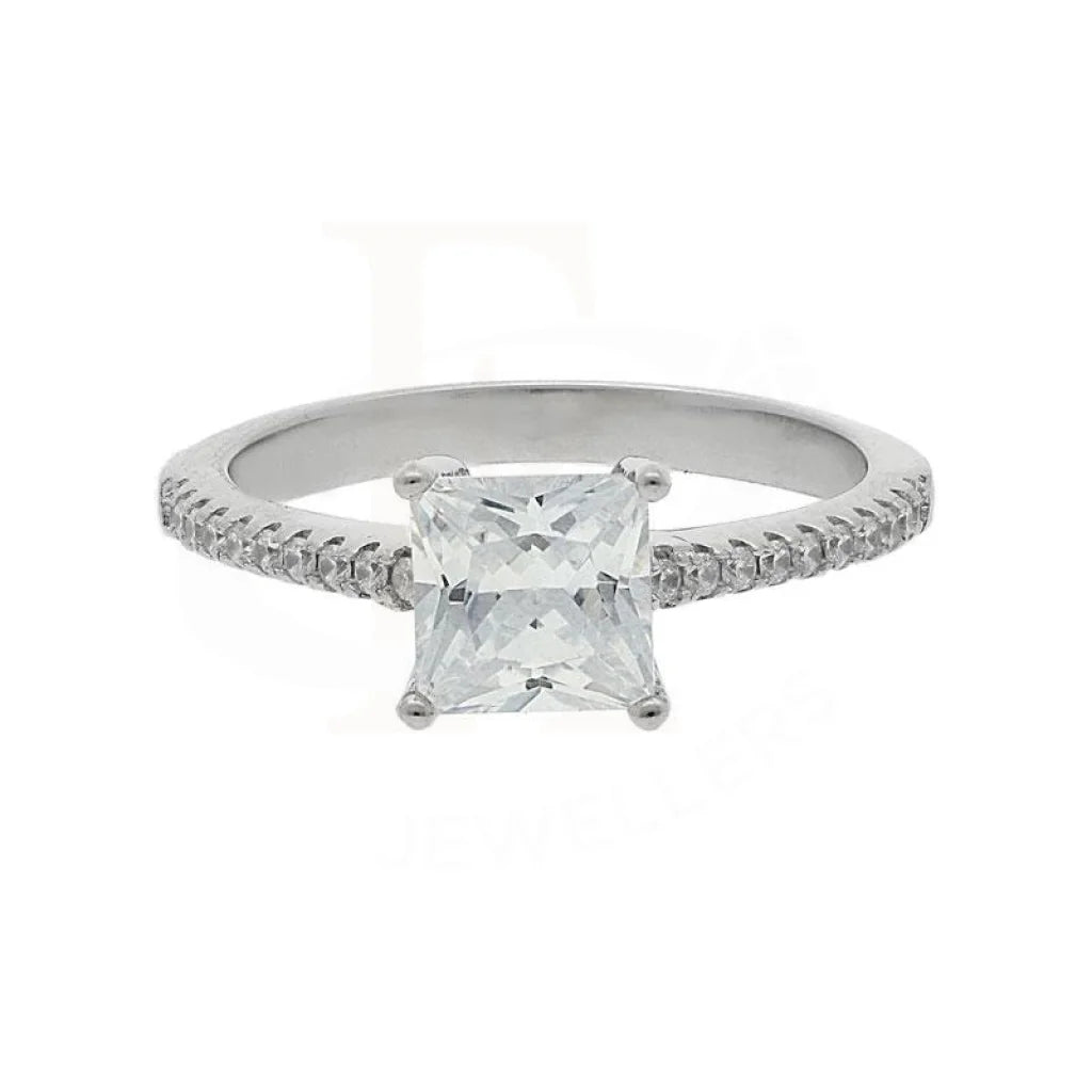 Sterling Silver 925 Princess Cut Solitaire Ring - FKJRN2077