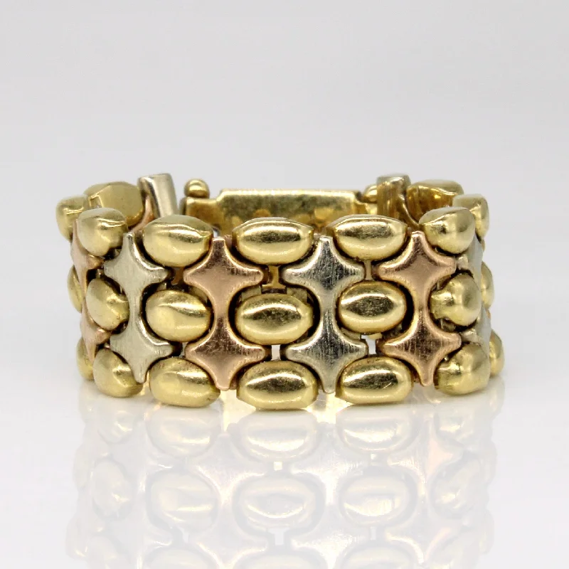 Italian 18k Tri Tone Gold Link Ring | SZ 7.5 |