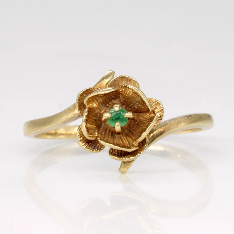 Emerald Flower Ring | 0.005ct | SZ 6 |