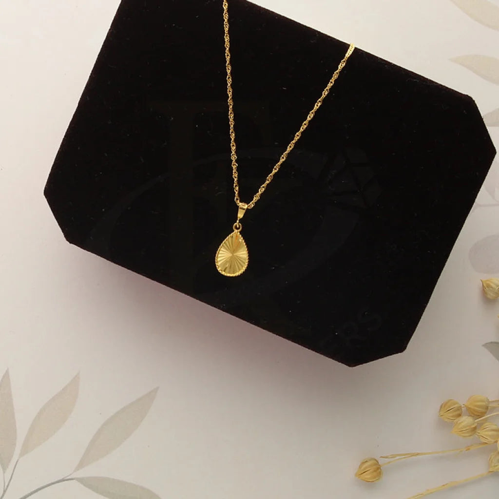 Gold Necklace (Chain with Pear Shaped Pendant) 21KT - FKJNKL21KM5011