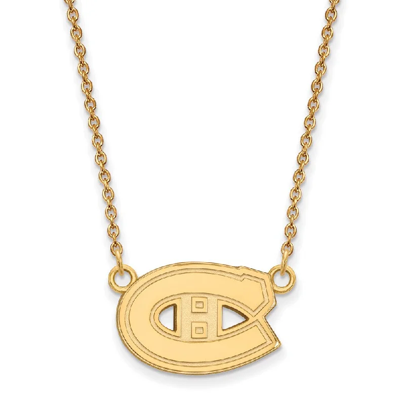 14k Yellow Gold NHL Montreal Canadiens Small Necklace, 18 Inch