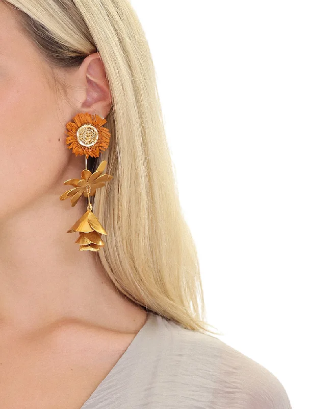 24K Gold Plated Round Statement Earrings