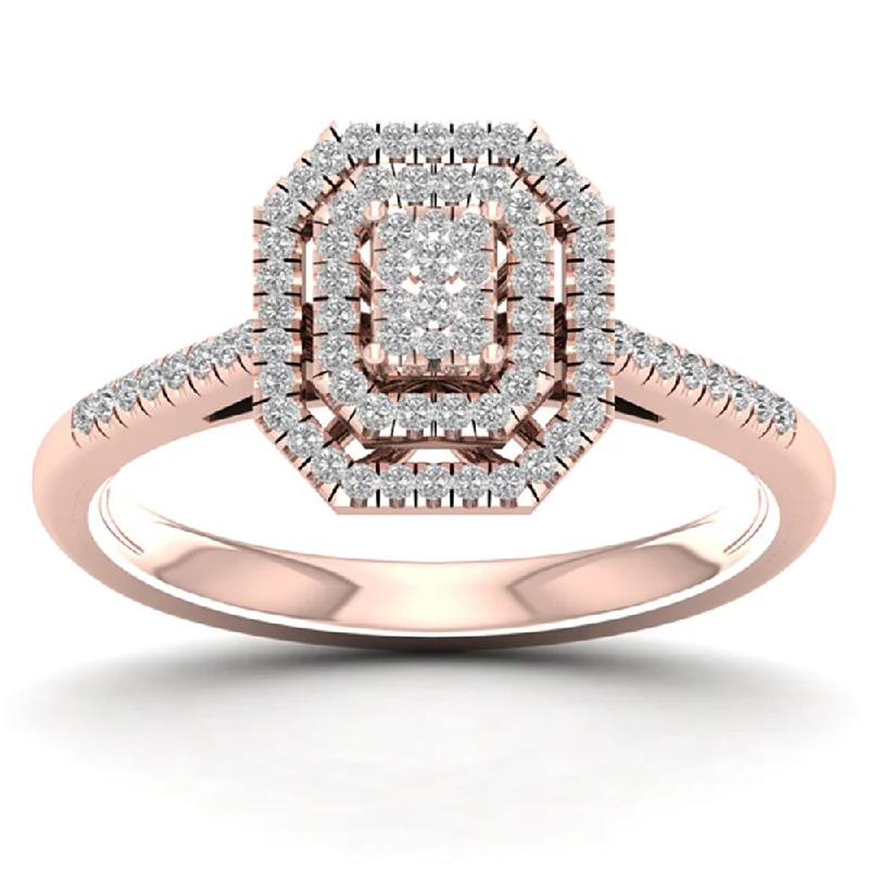 De Couer 1/4ct TDW Diamond Cluster Ring - Pink