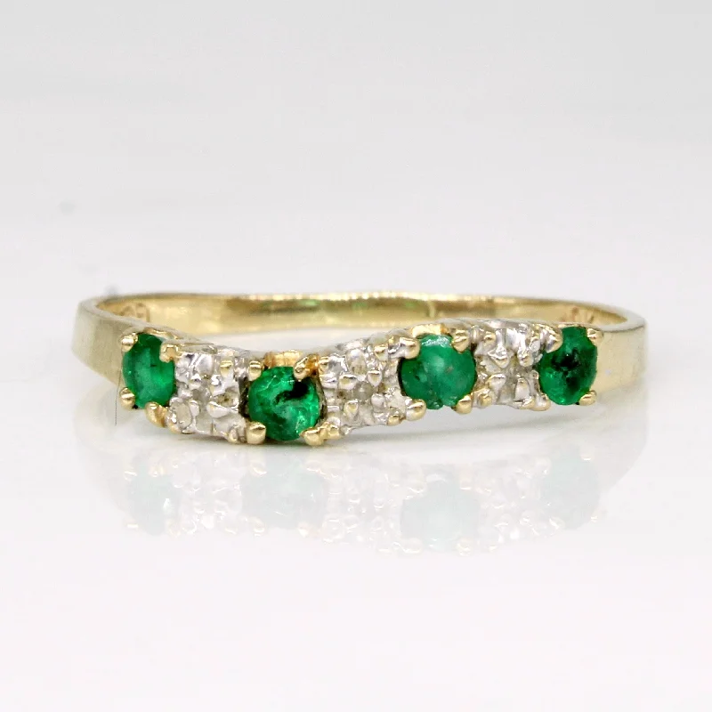 Emerald & Diamond Wave Ring | 0.20ctw, 0.01ctw | SZ 7.75 |