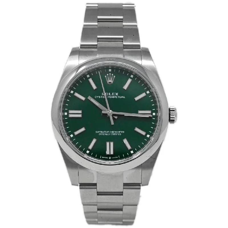 Rolex Oyster Perpetual 41mm Green Dial Watch Ref# 124300