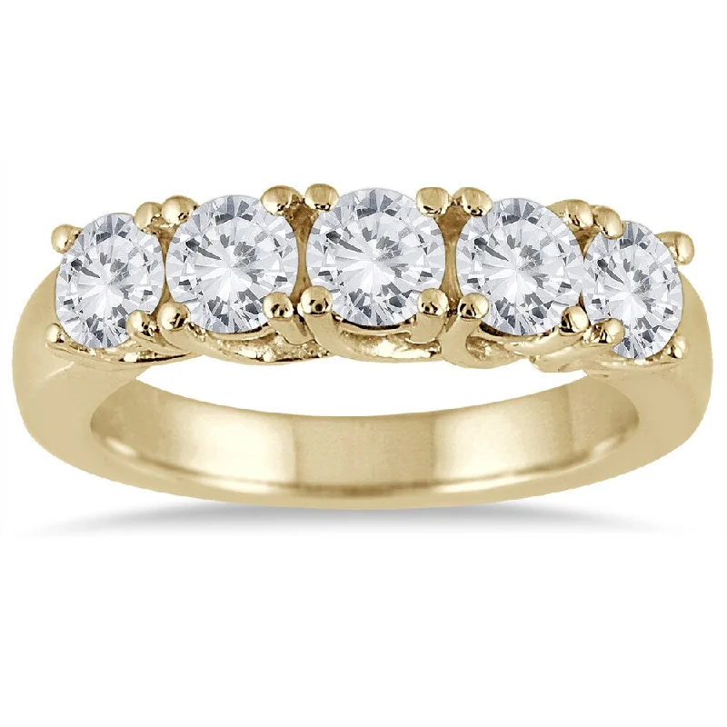 Marquee Jewels 14K Yellow Gold 2 CTW Prong Set 5-stone Diamond Band