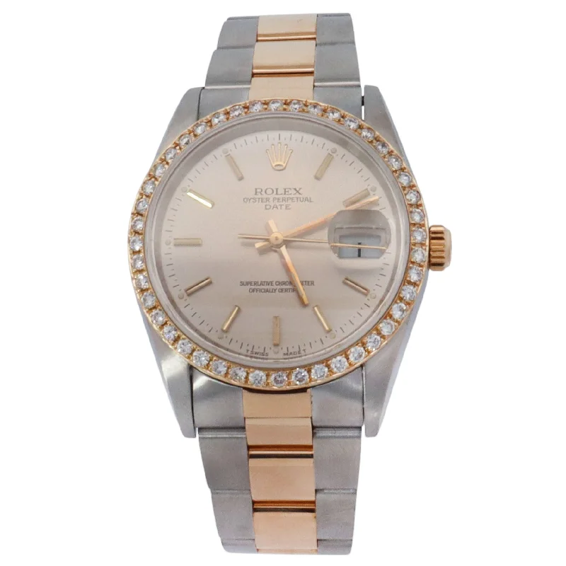 Rolex Oyster Perpetual 34mm Champagne Dial Watch Ref# 15223