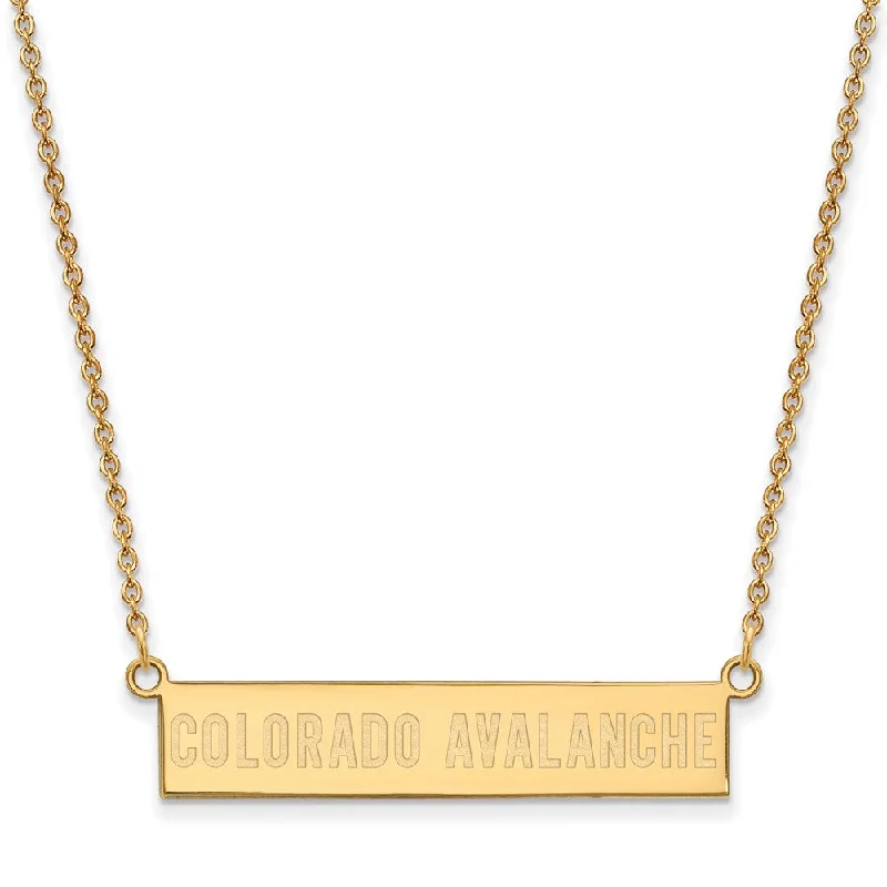 SS 14k Yellow Gold Plated NHL Colorado Avalanche SM Bar Necklace, 18in