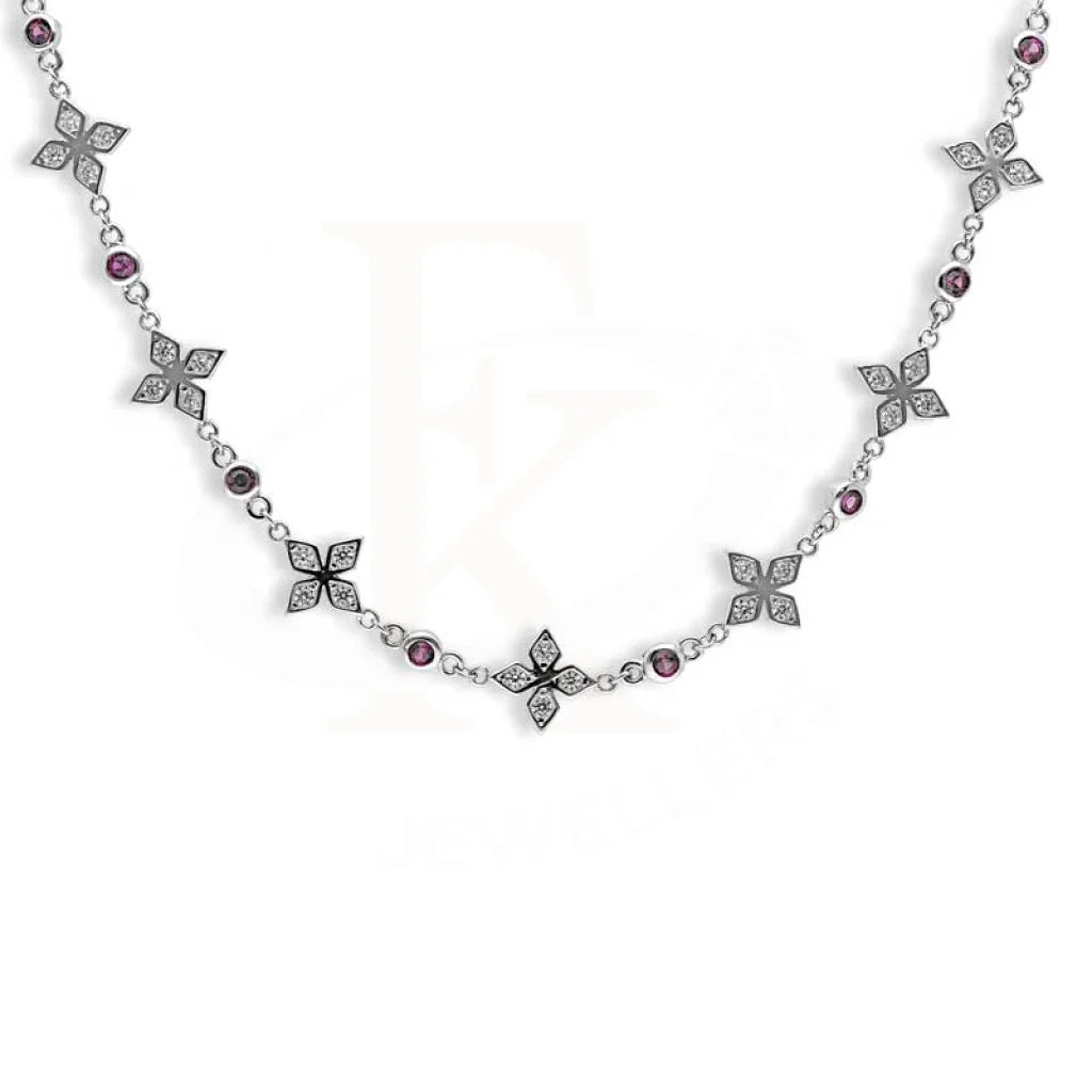 Sterling Silver 925 Flowers Shaped Necklace - FKJNKLSL2954