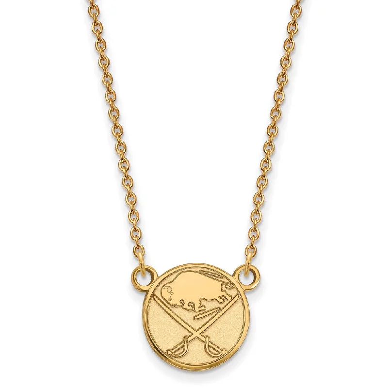 SS 14k Yellow Gold Plated NHL Buffalo Sabres Small Necklace, 18 Inch