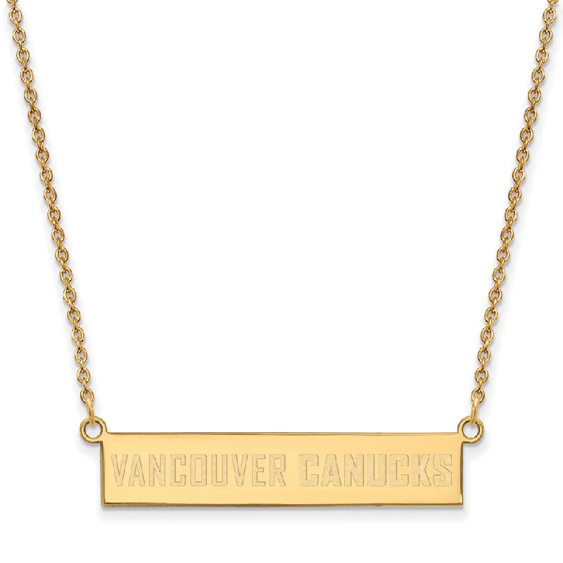 SS 14k Yellow Gold Plated NHL Vancouver Canucks SM Bar Necklace, 18 In