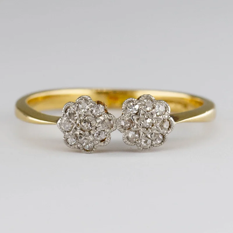 Edwardian 18k Two Flower Ring | 0.18ctw | SZ 6