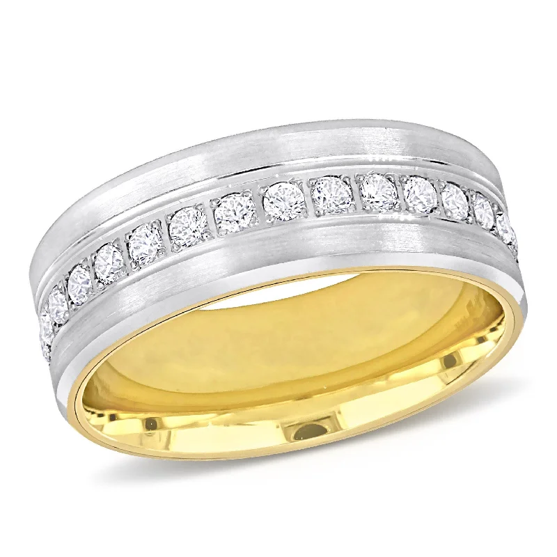 Miadora 1 3/4ct TGW Cubic Zirconia Eternity Wedding Band Two-Tone 14k Gold