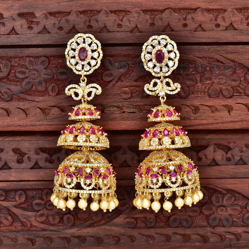 Zirconia Multilayered Jhumka Earrings