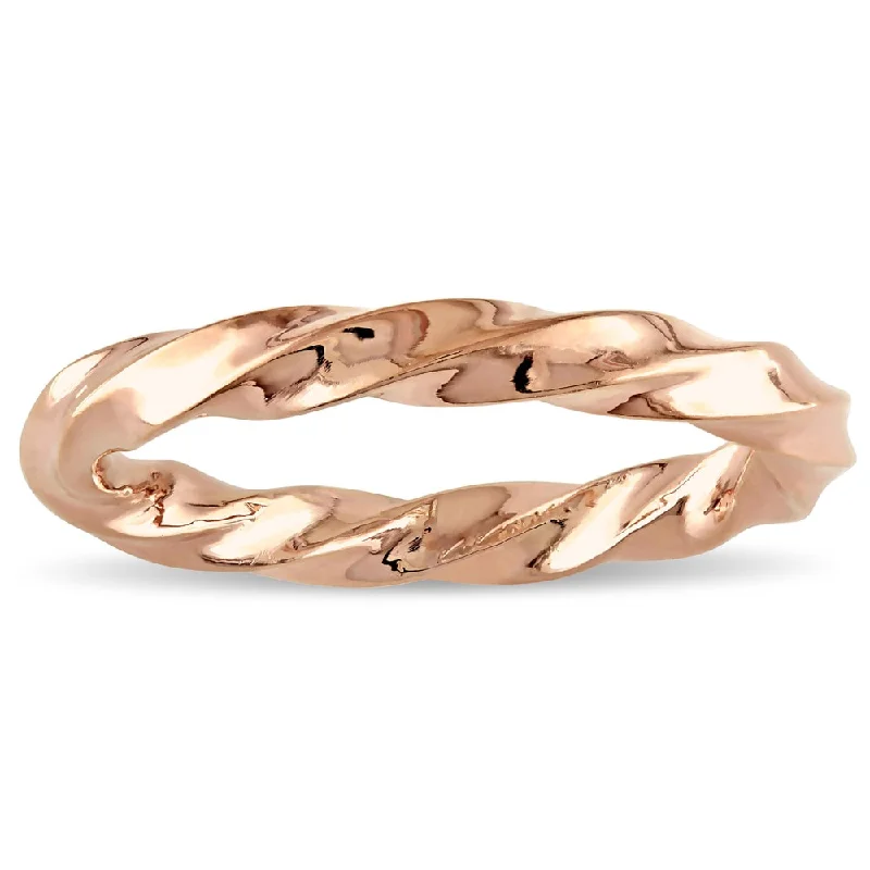 Miadora 18k Rose Gold Twisted Wedding Band - Pink