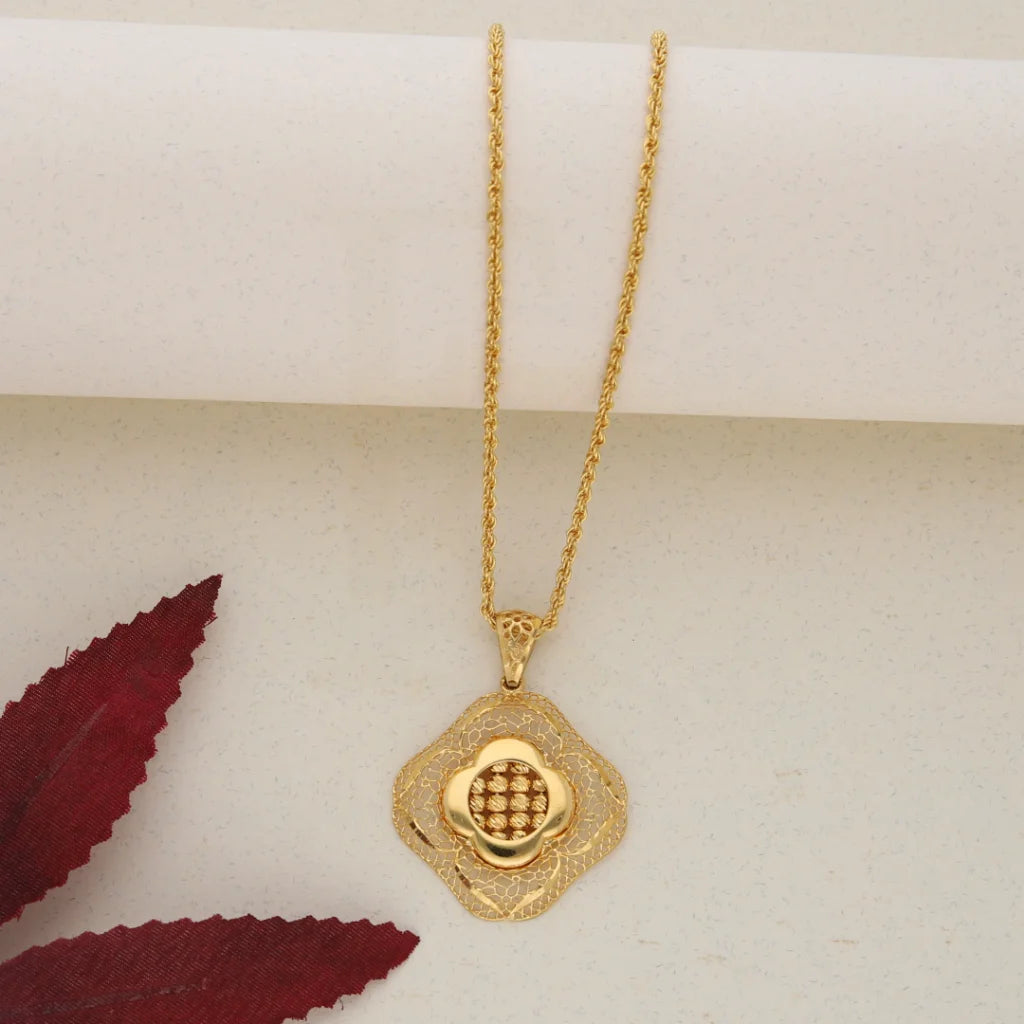 Gold Necklace (Chain With Gold Pendant) 21KT- FKJNKL21K7646