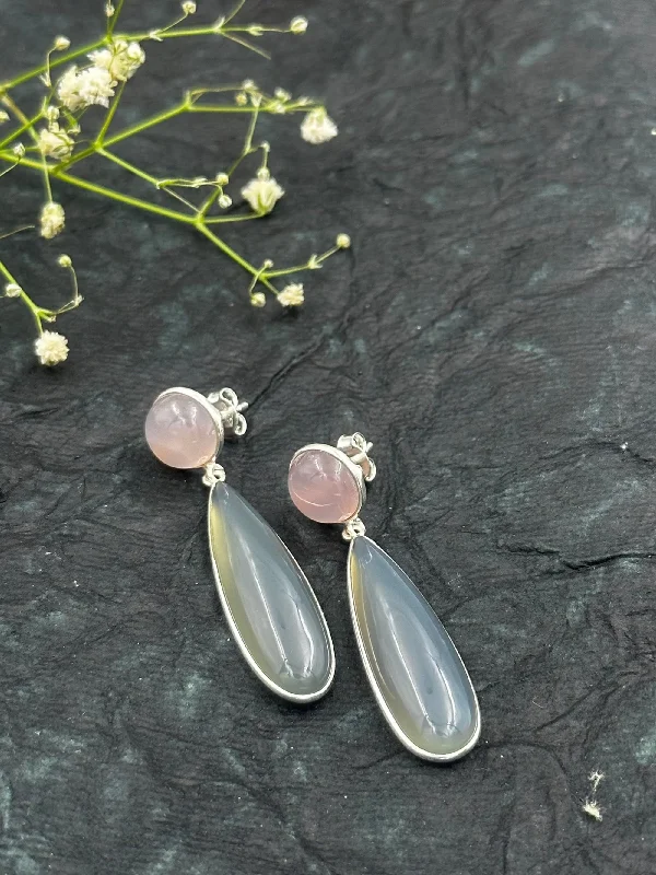 The Rose Quartz Silver Gemstone Earrings