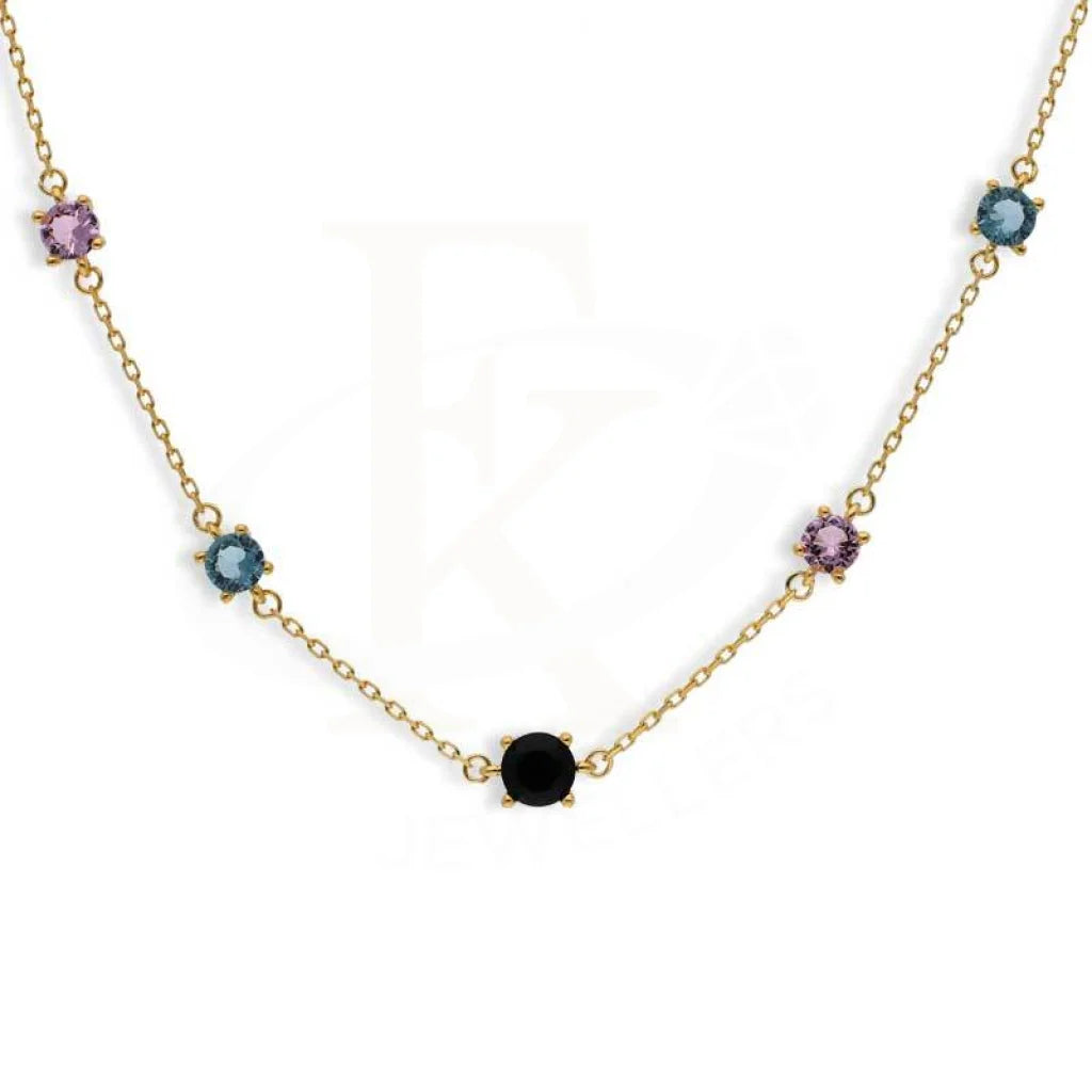 Sterling Silver 925 Gold Plated Solitaires Necklace - FKJNKLSL2931