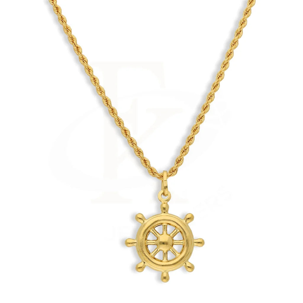 Gold Necklace (Chain With Wheel Pendant) 22KT - FKJNKL22K3165