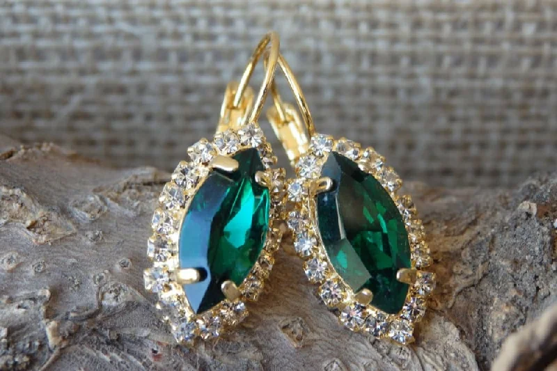 Clear Emerald Drop Earrings