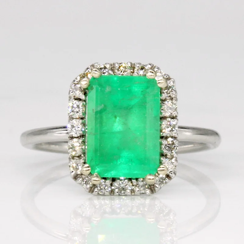 Emerald & Diamond Halo Ring | 2.15ct, 0.27ctw | SZ 6 |