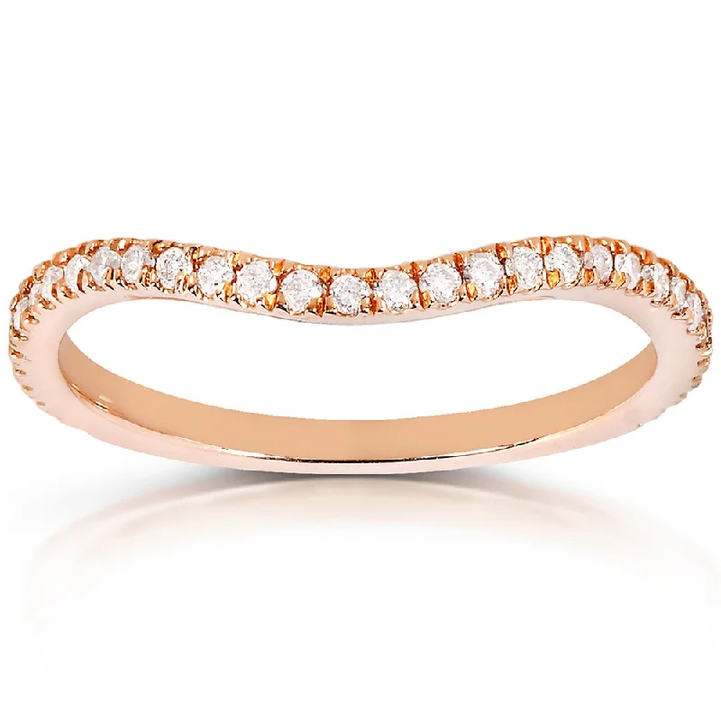 Annello by Kobelli 14k Rose Gold 1/5ct TDW Curved Diamond Wedding Band Ring