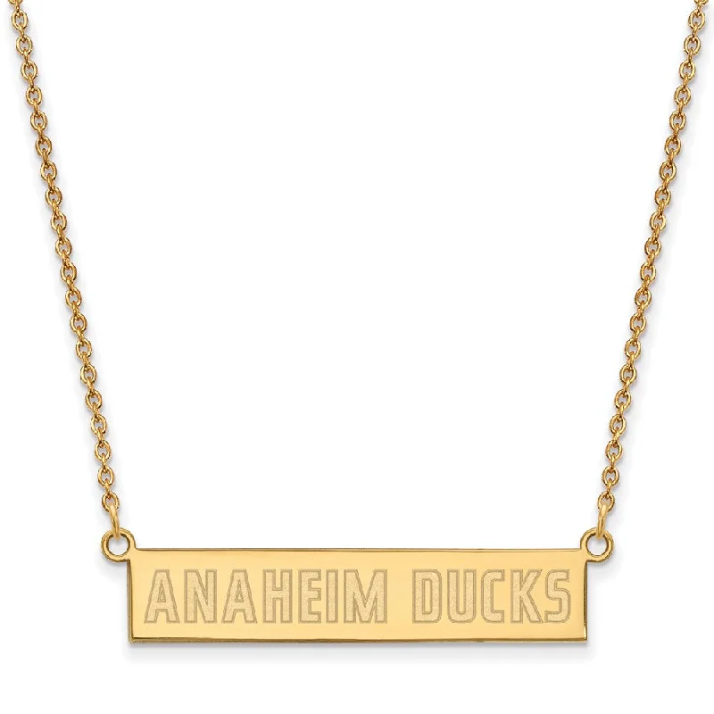 SS 14k Yellow Gold Plated NHL Anaheim Ducks SM Bar Necklace, 18 Inch