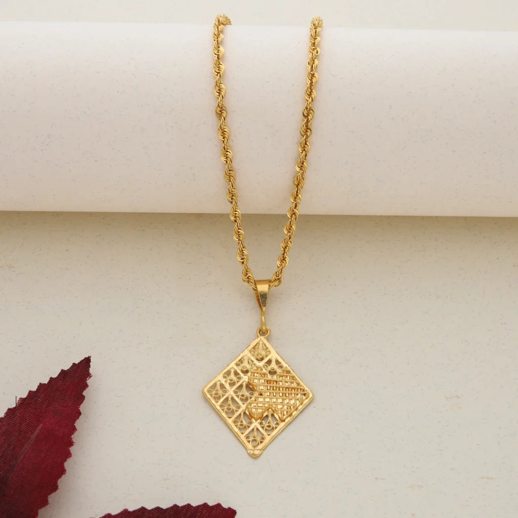 Gold Necklace (Chain With Gold Pendant) 21KT - FKJNKL21K7650