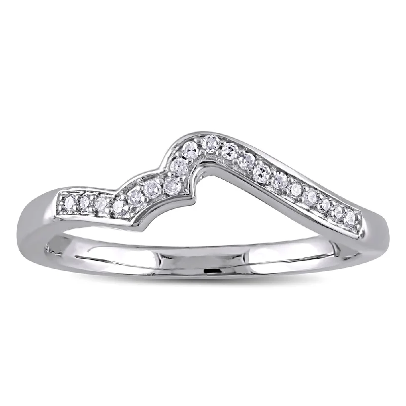 Miadora Diamond Accent Contour Wedding Band in Sterling Silver - White