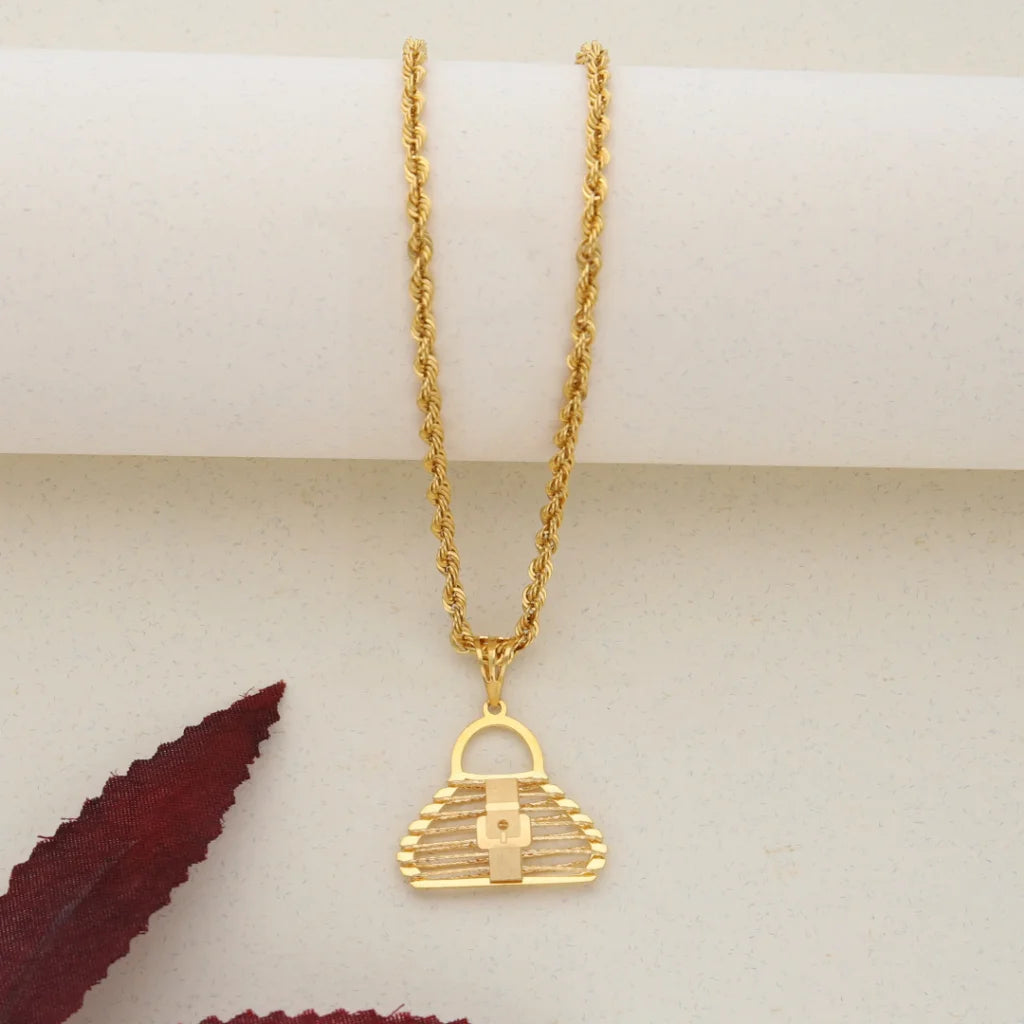 Gold Necklace (Chain with Gold Pendant) 21KT- FKJNKL21K7690