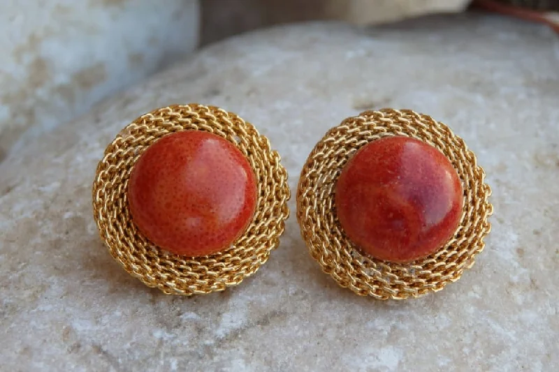 Coral stud earrings