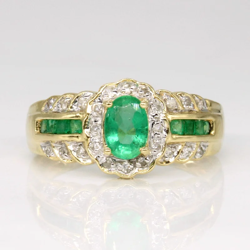 Emerald & Diamond Cocktail Ring | 0.52ctw, 0.07ctw | SZ 7 |