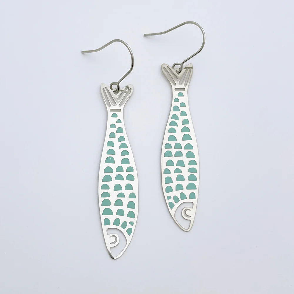 Midi Fishy Earrings in Silver/Blue