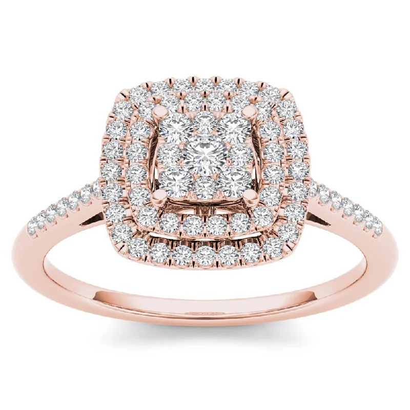 De Couer 1/4ct TDW Diamond Cluster Ring - Pink