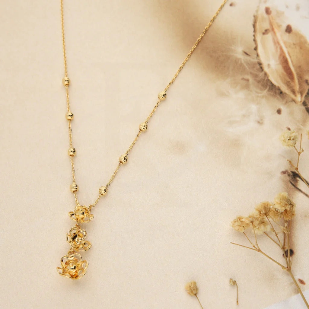 Gold Flowers Shaped Necklace 18KT - FKJNKL18K3126