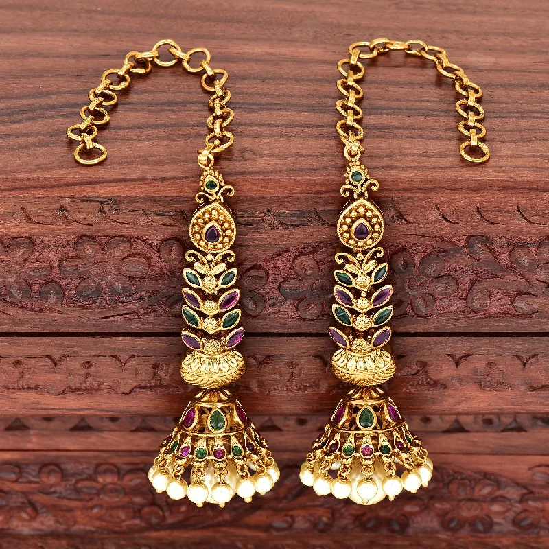 Antique Zirconia Kempu Jhumka Earrings