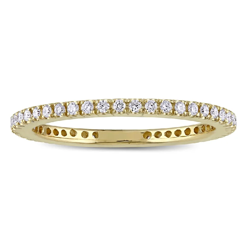 Miadora Signature Collection 14k Yellow Gold 1/3ct TDW Diamond Full Eternity Ring Wedding Band - White