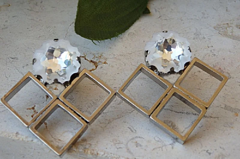 Square crystal earrings