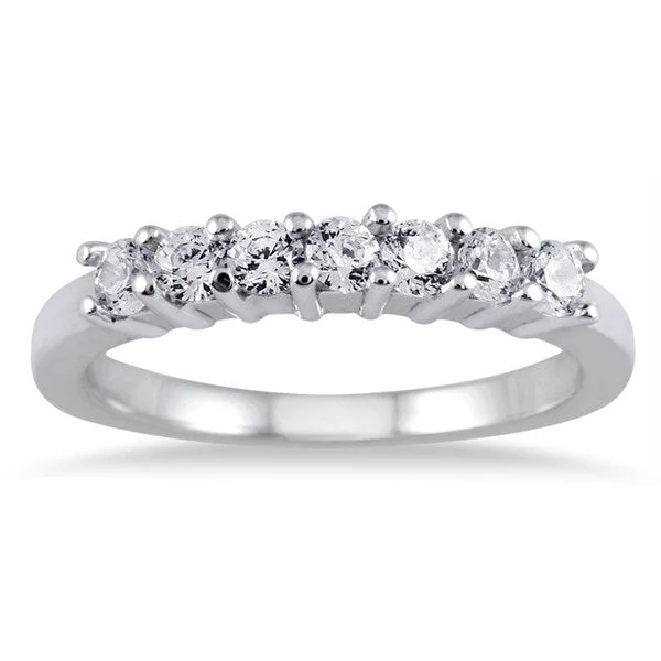 1/2 Carat TW Seven Stone Diamond Wedding Band in 10K White Gold