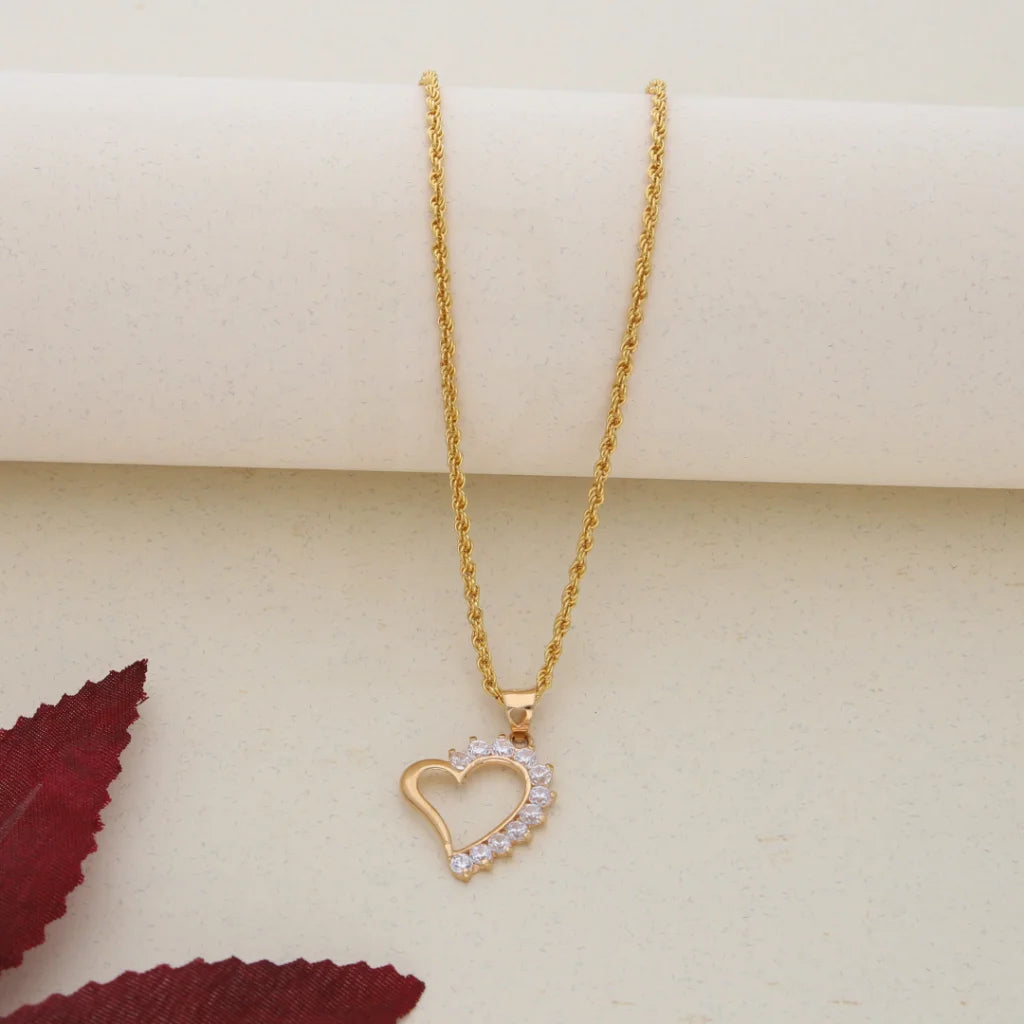 Gold Necklace (Chain with Gold Heart Shaped Pendant 21KT) - FKJNKL21K7546