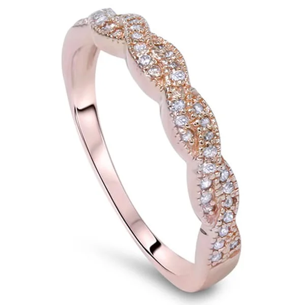 14k Rose Gold 1/5ct TDW Vintage Braided Diamond Wedding Band - Pink