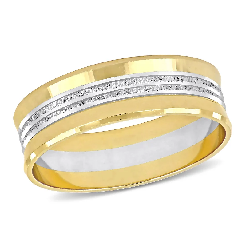 Miadora 6mm Center Motif Wedding Band in 14k Two-Tone Yellow and White Gold