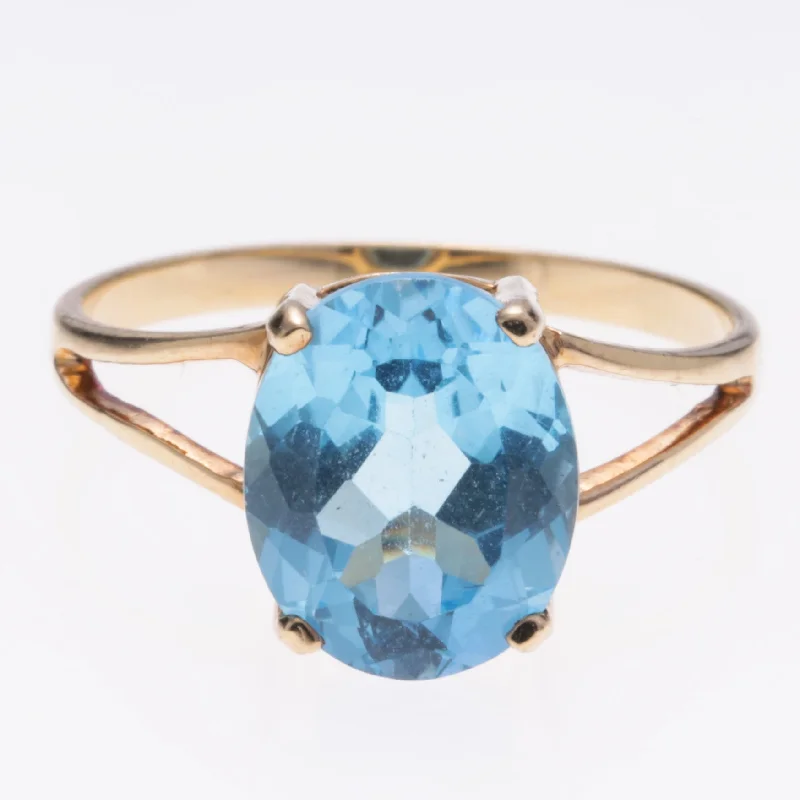 10K Yellow Gold Blue Topaz Ring | 4.82ct | SZ 7.75