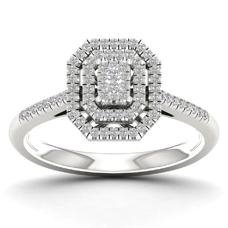 De Couer 1/4ct TDW Diamond Cluster Ring - White