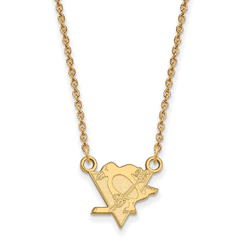 14k Yellow Gold NHL Pittsburgh Penguins Small Necklace, 18 Inch